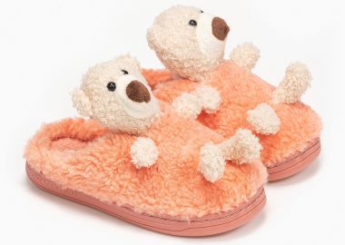 Παιδικές παντόφλες με αρκουδάκι - Πορτοκαλί - Issue - 
