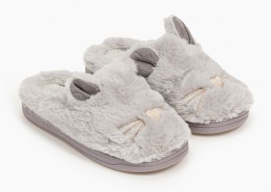 Παιδικές παντόφλες με σχέδιο γατούλα - Γκρι - Issue - 