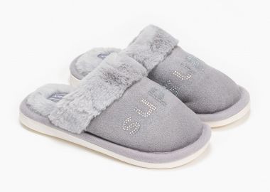 Παιδικές παντόφλες με στρας - Γκρι - Issue - 