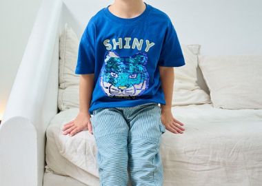Παιδική Κοντομάνικη Μπλούζα για Αγόρια Blue Shiny Tiger ΜΠΛΕ - DPAM - 