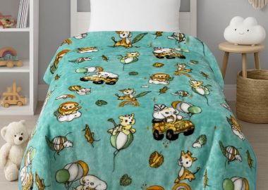 Παιδική Κουβέρτα Βελουτέ Μονή Happy Zoo - Astron Italy - 