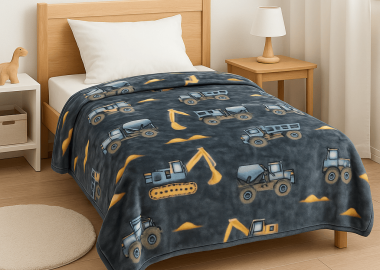 Παιδική Κουβέρτα Βελουτέ Μονή Trucks - Astron Italy - 