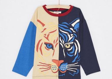 Παιδική Μακρυμάνικη Μπλούζα για Αγόρια Multicolour Tiger ΛΕΥΚΟ - DPAM - 