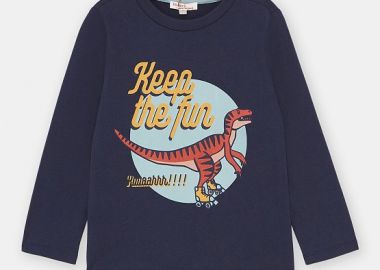Παιδική Μακρυμάνικη Μπλούζα για Αγόρια Navy Blue Dino Keep The Fun ΣΚΟΥΡΟ ΜΠΛΕ - DPAM - 