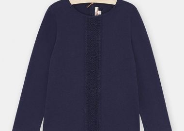 Παιδική Μακρυμάνικη Μπλούζα για Κορίτσια Navy Blue Lace ΜΠΛΕ - DPAM - 