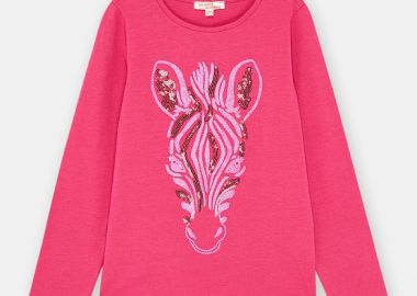 Παιδική Μακρυμάνικη Μπλούζα για Κορίτσια Pink Zebra ΦΟΥΞΙΑ - DPAM - 