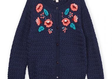 Παιδική Μακρυμάνικη Ζακέτα για Κορίτσια Navy Blue Flowers ΣΚΟΥΡΟ ΜΠΛΕ - DPAM - 