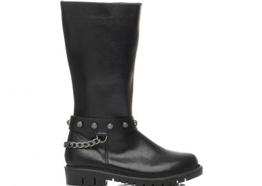 Παιδική μαύρη μπότα με αλυσίδα - MIGATO - 