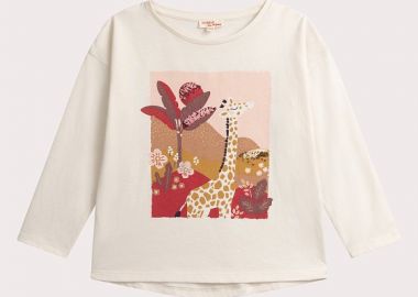 Παιδική Μπλούζα για Κορίτσια Carefree Giraffe ΛΕΥΚΟ - DPAM - 