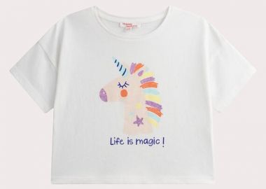 Παιδική Μπλούζα για Κορίτσια Magic Unicorn ΛΕΥΚΟ - DPAM - 