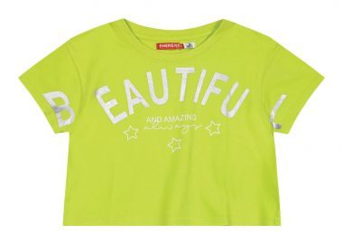 Παιδική μπλούζα κροπ με μεταλιζέ τύπωμα για κορίτσι - ΛΑΧΑΝΙ 16-224233-5 - energiers - 