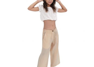 Παιδική παντελόνα με πιέτες στην μέση για κορίτσι - ΒΑΝΙΛΙΑ 16-224219-2 - energiers - 