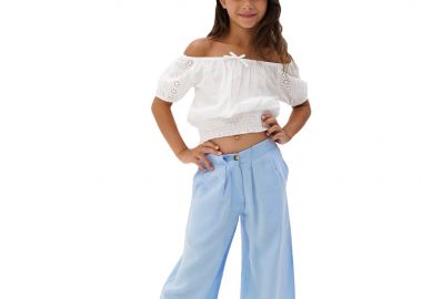 Παιδική παντελόνα με πιέτες στην μέση για κορίτσι - BLUE DREAM 16-224219-2 - energiers - 