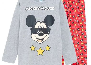 Παιδική Πιτζάμα Χειμωνιάτικη Βαμβακερή Disney Mickey Star Γκρι - Disney Mickey - 