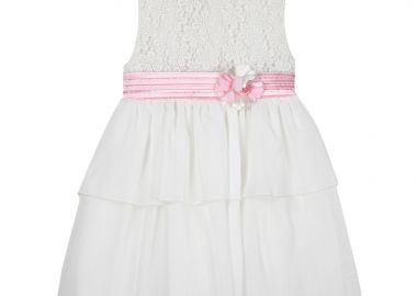 Παιδικό αμάνικο φόρεμα με ασορτί στέκα για κορίτσι - Λευκό 45-224380-7 - energiers - 
