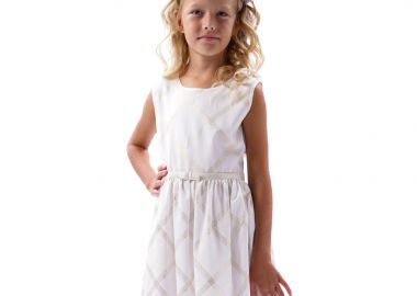 Παιδικό αμάνικο φόρεμα με χρυσές λεπτομέρειες για κορίτσι - Εκρού 16-224214-7 - energiers - 