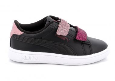 Παιδικό Αθλητικό Παπούτσι για Κορίτσι Puma Smsh3 0L Glitter Velcro Vlcr V Ps Χρώματος Μαύρο 395609-07 - PUMA - 