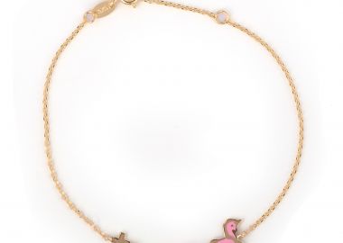 Παιδικό Βραχιόλι με Πόνι με Ροζ Σμάλτο Χρυσός Κ9 - 16073 -  - 