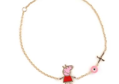 Παιδικό Βραχιόλι Peppa με Σμάλτο Χρυσός Κ9 - 16076 -  - 