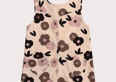 Παιδικό Φόρεμα για Κορίτσια Corduroy Floral ΕΚΡΟΥ - DPAM - 