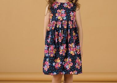 Παιδικό Φόρεμα για Κορίτσια Navy Pattern ΜΠΛΕ - DPAM - 