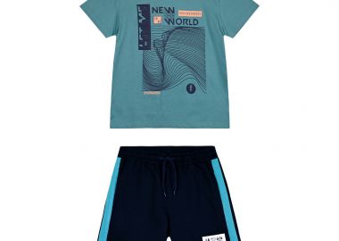 Παιδικό μακό σετ 2 τεμάχια με τύπωμα στην μπλούζα για αγόρι - ΜΑΡΕΝ 12-224156-0 - energiers - 