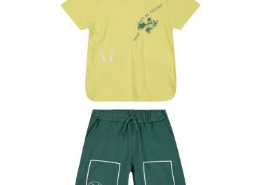 Παιδικό μακό σετ 2 τεμάχια με τύπωμα στην μπλούζα και στην βερμούδα για αγόρι - ΠΕΤΡΟΛ 12-224149-0 - energiers - 