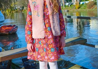 Παιδικό Μακρυμάνικο Φόρεμα για Κορίτσια Multicolour Floral ΜΠΟΡΝΤΟ - DPAM - 