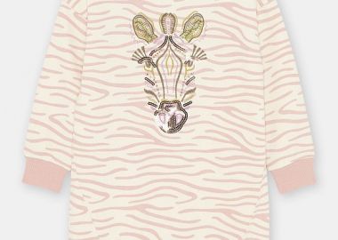 Παιδικό Μακρυμάνικο Φόρεμα για Κορίτσια Pink Zebra ΛΕΥΚΟ - DPAM - 