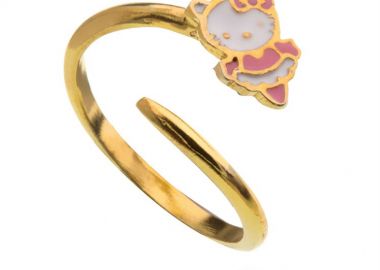 Παιδικό μοντέρνο δαχτυλίδι Hello kitty από επιχρυσωμένο ασήμι με στοιχείο από σμάλτο -  - 