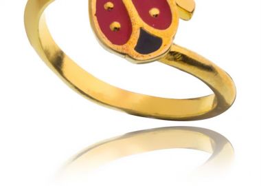 Παιδικό μοντέρνο δαχτυλίδι πασχαλίτσα από επιχρυσωμένο ασήμι με στοιχείο από σμάλτο -  - 