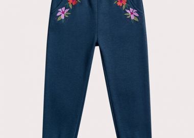 Παιδικό Παντελόνι για Κορίτσια Navy Embroidery ΜΠΛΕ - DPAM - 