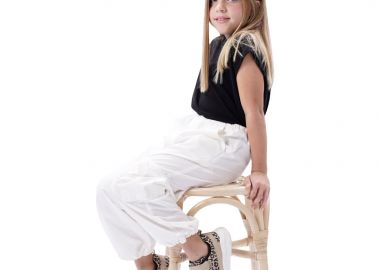 Παιδικό παντελόνι κάργκο για κορίτσι - Εκρού 16-224226-2 - energiers - 