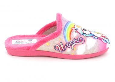 Παιδικό Παντοφλάκι για Κορίτσι Natalia Unicorn Υφασμάτινη Χρώματος Φούξια 7017 - NATALIA - 