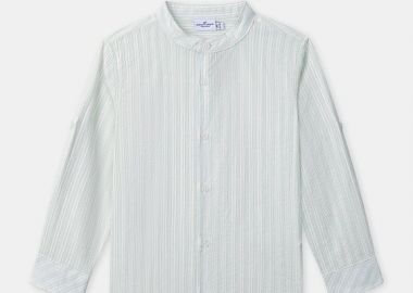 Παιδικό Πουκάμισο για Αγόρια Mandarin Stripes ΛΕΥΚΟ - SERGENT MAJOR - 
