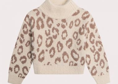 Παιδικό Πουλόβερ για Κορίτσια Warm Leopard ΕΚΡΟΥ - DPAM - 