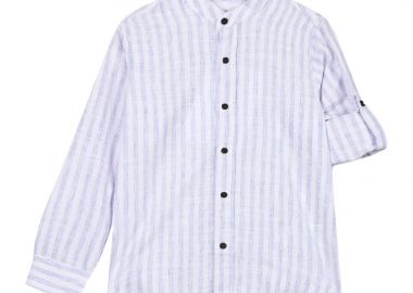 Παιδικό ριγέ πουκάμισο για καλό ντύσιμο για αγόρι - Μπλε 43-224093-4 - energiers - 