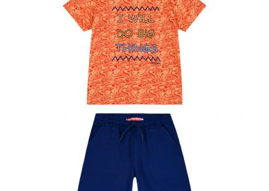 Παιδικό σετ 2 τεμάχια με τύπωμα στην μπλούζα για αγόρι - Μπλε 12-224144-0 - energiers - 