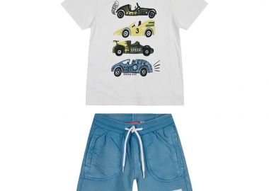 Παιδικό σετ αχνούδιαστο φούτερ 2 τεμάχια με τύπωμα στην μπλούζα για αγόρι - ΓΑΛΑΖΙΟ 12-224140-0 - energiers - 