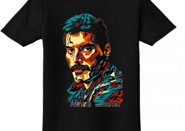 Παιδικό T-shirt Freddie Mercury Face Art Rock Avenue Black - Rock Avenue - 
