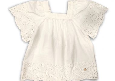 Παιδικό τοπ με κέντημα για κορίτσι - Λευκό 16-224200-4 - energiers - 