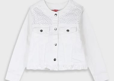 Παιδικό τζην μπουφάν με στρας για κορίτσι - Εκρού 15-225305-1 - OEM - 