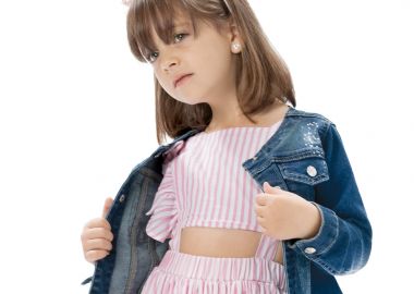 Παιδικό τζην μπουφάν με στρας για κορίτσι - ΜΠΛΕ ΤΖΗΝ 15-224305-1 - energiers - 