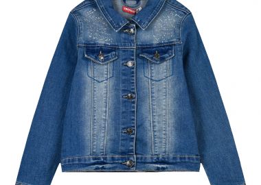 Παιδικό τζην μπουφάν με στρας για κορίτσι - ΜΠΛΕ ΤΖΗΝ 16-224205-1 - energiers - 