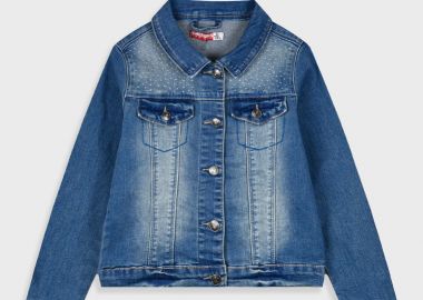 Παιδικό τζην μπουφάν με στρας για κορίτσι - ΜΠΛΕ ΤΖΗΝ 16-225207-1 - OEM - 