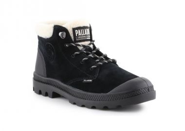 Palladium Pampa Lo Wt Δερμάτινα Γυναικεία Μποτάκια με Γούνα Μαύρα 96467-008-M - Palladium - 