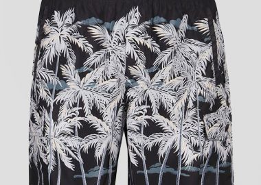 PALM ANGELS Ανδρικό Μαύρο All Over Palms Swimshorts - PALM ANGELS - 