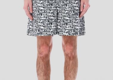 PALM ANGELS Ανδρικό Μαύρο Easy Grammic Waves Easy Shorts - PALM ANGELS - 