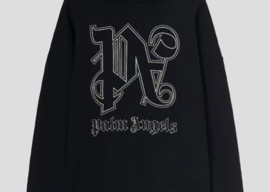 PALM ANGELS Ανδρικό Μαύρο Monogram Statement Black Hoody - PALM ANGELS - 