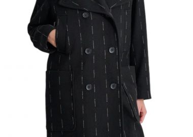 Παλτό DKNY Oversized Broken Pinstripe P4HJ2XB9-BLK Γυναικείο - DKNY - 